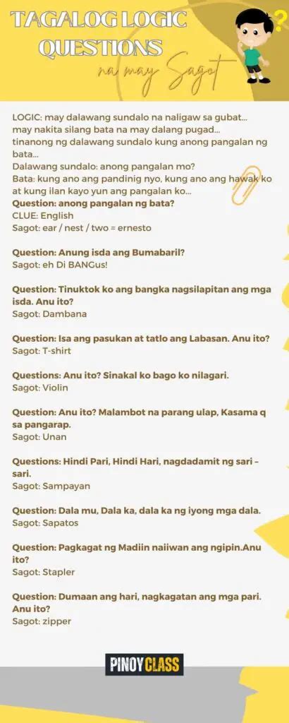 logic tagalog at sagot with answers